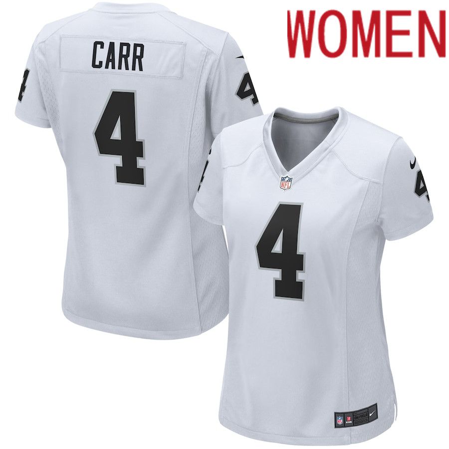 Women Oakland Raiders 4 Derek Carr Nike White Game NFL Jersey